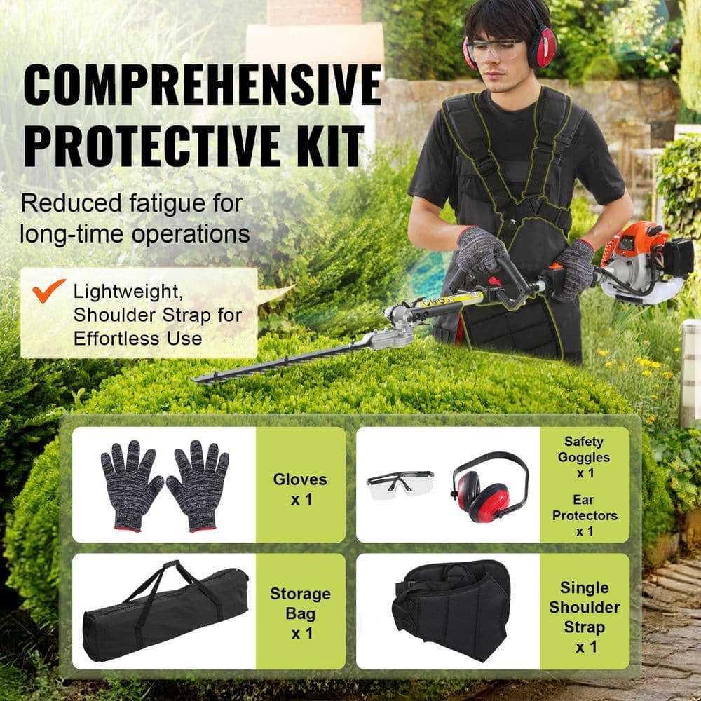 SKYSHALO 52 CC 6-in-1 Multi-Functional Trimming Tools, Gas Hedge Trimmer with Extension Pole, Pole Saw Chainsaw Pruner (3)