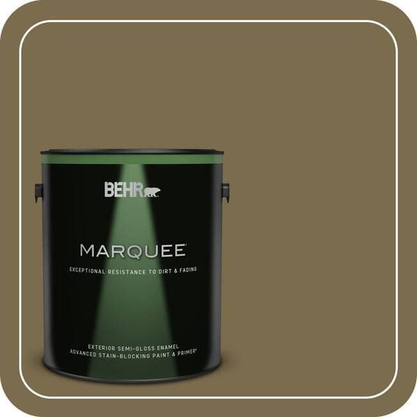 BEHR MARQUEE 1 gal. #PPU8-01 Olive Semi-Gloss Enamel Exterior Paint & Primer (2)