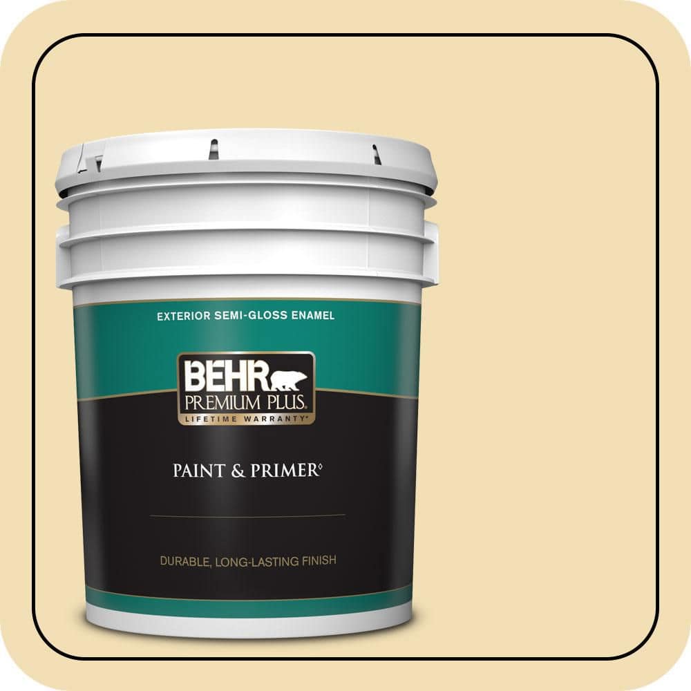 BEHR PREMIUM PLUS 5 gal. #PPU6-12 Calla Semi-Gloss Enamel Exterior Paint & Primer
