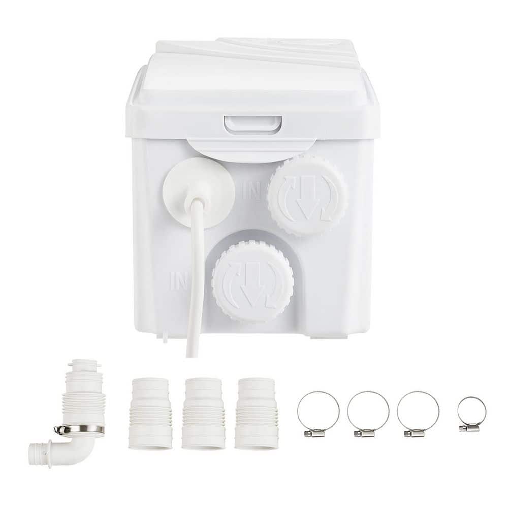 SKYSHALO 350W Macerator Pump, 6000 L/h Flow, 23 ft. /7 m Head, with 3 Inlets for Basement, Kitchen, Sink, Shower Laundry Waste