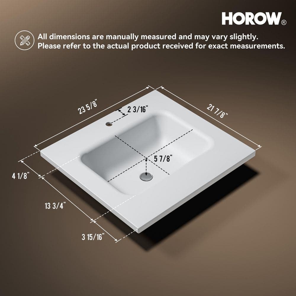 HOROW Velora 24 in. Drop-In Bathroom Sink Everstone Solid Surface with Non-Porous Hygienic Finish (3)