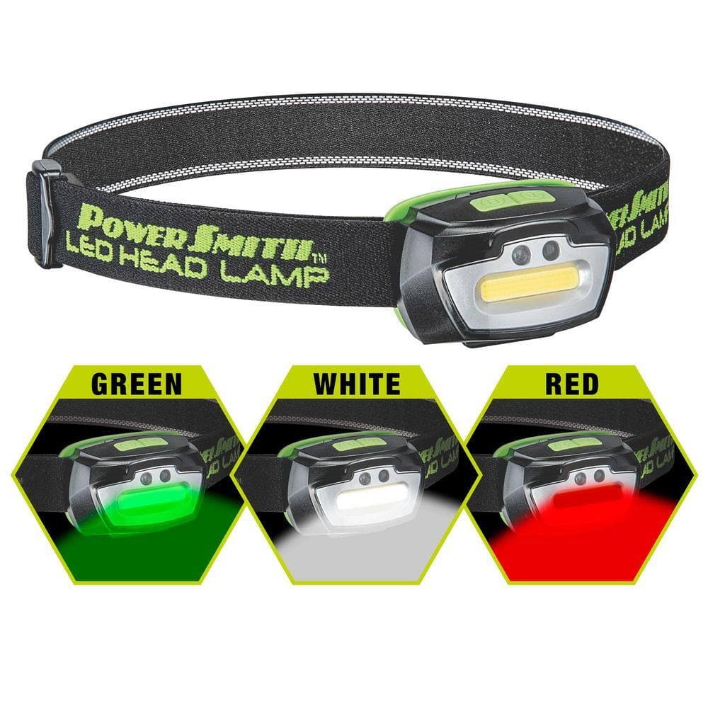 PowerSmith 230 Lumens LED Motion-Sensor WeatherProof Headlamp with Adjustable Strap, High/Low/Strobe Modes and Batteries (2)