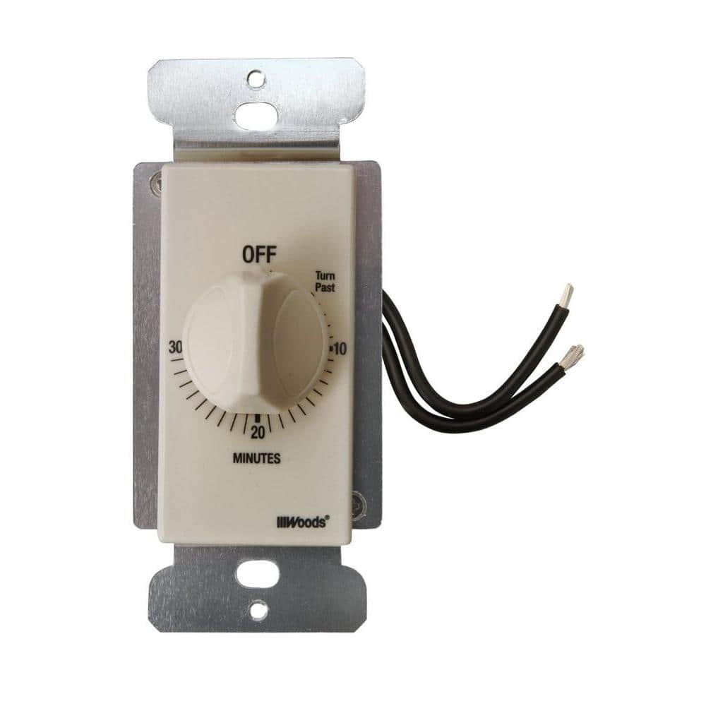 Woods 20-Amp 30-Minute In-Wall Spring Wound Countdown Timer Switch, Almond