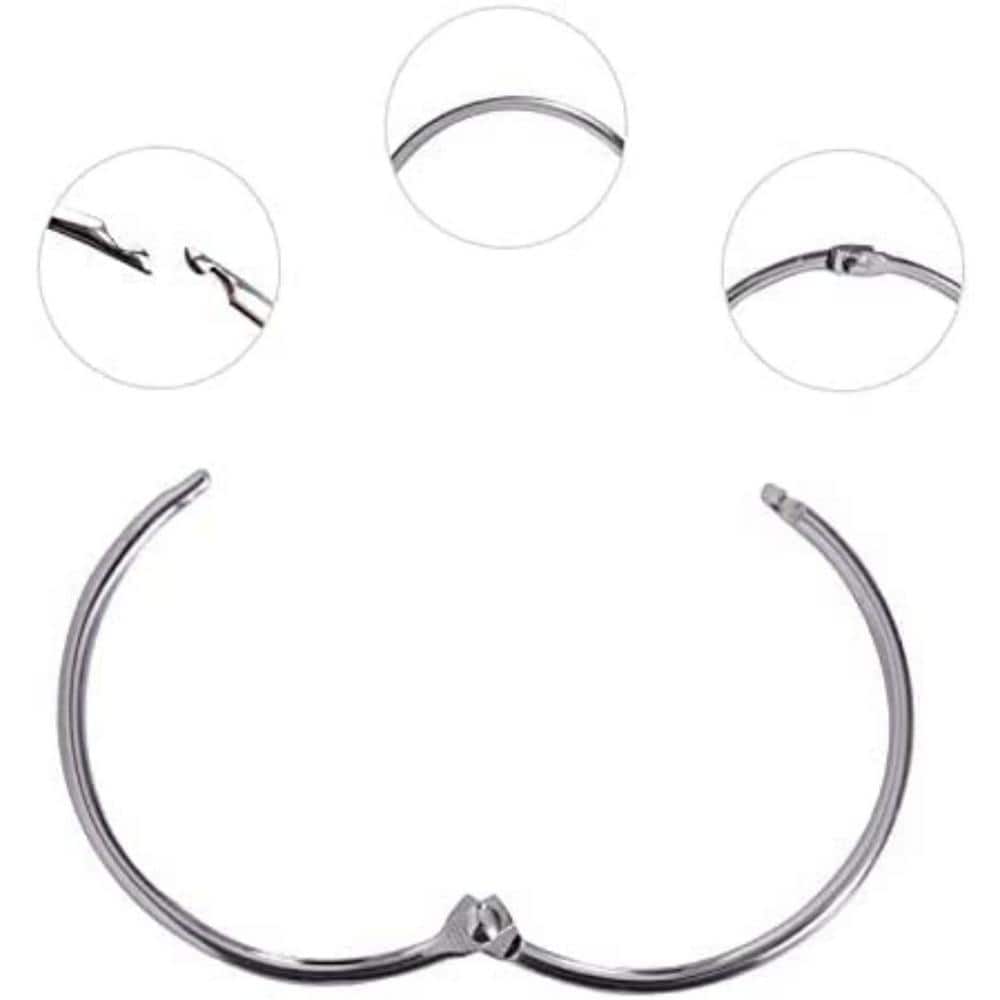 Dyiom Circular Rustproof Shower Curtain Hooks, Loose Leaf Binder Rings Book Rings. Metal Shower Curtain Rings/Hooks in Silver (1)