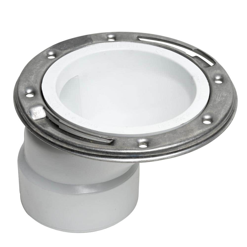 Oatey 3 in. PVC Open Offset Toilet Flange with Stainless Steel Ring (1)