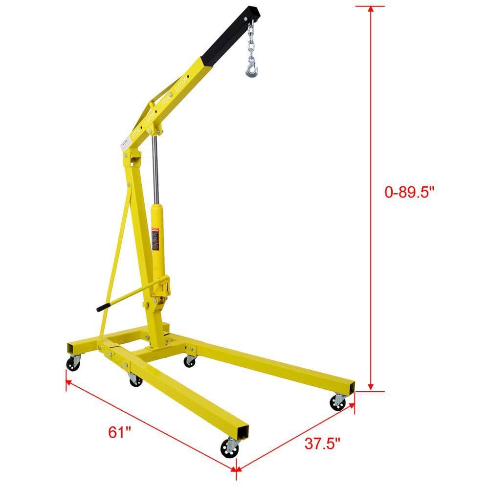 Miscool Ami 2-Ton Folding Engine Hoist Cherry Picker Shop Crane Hoist Lift, Heavy-Duty Steel with 6 Iron Caster Wheels (2)