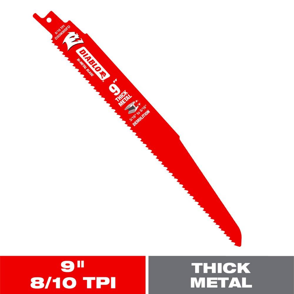 DIABLO 9 in. 8/10 TPI Bi-Metal Reciprocating Saw Blade for Thick Metal
