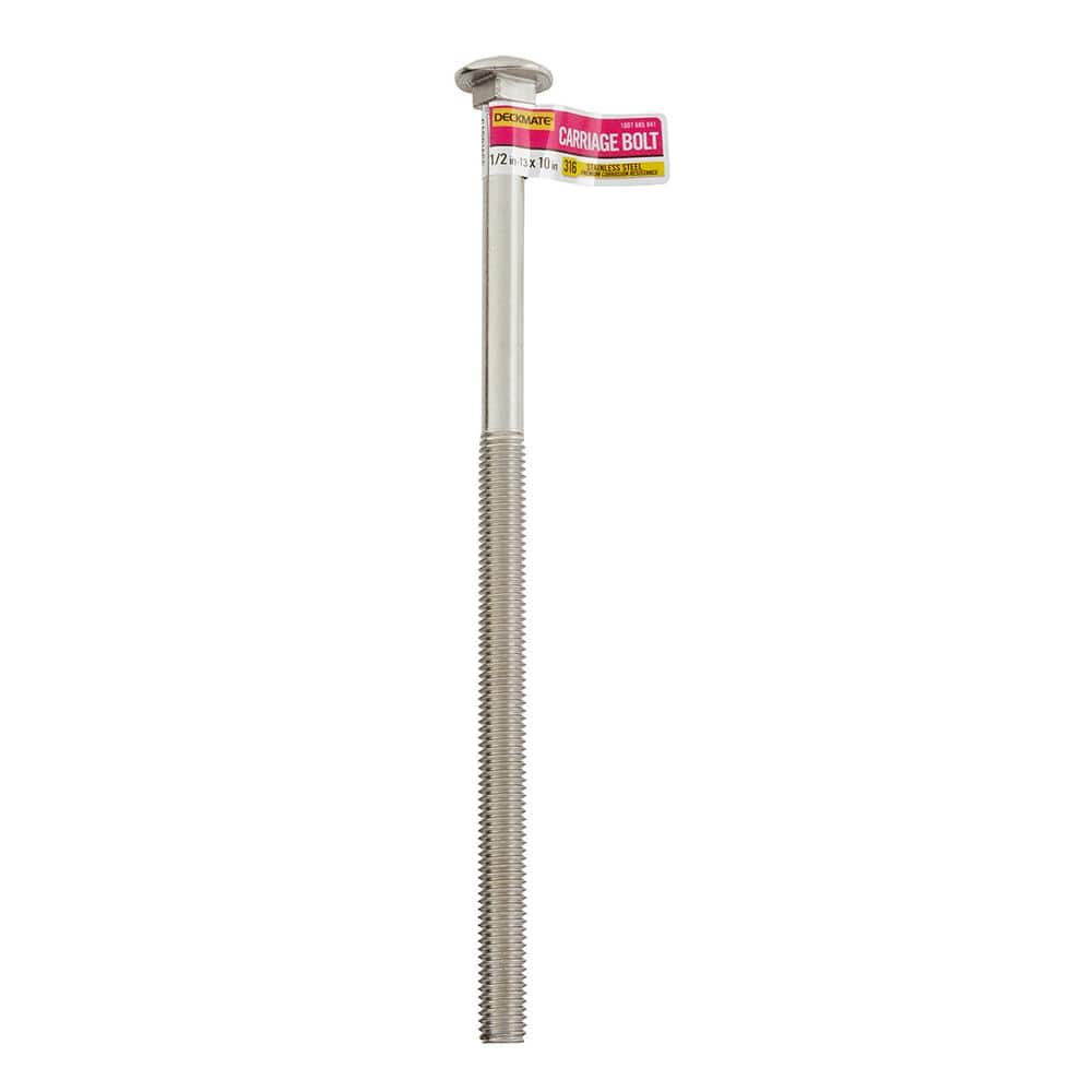 DECKMATE Marine Grade Stainless Steel 1/2-13 X 10 in. Carriage Bolt (1)