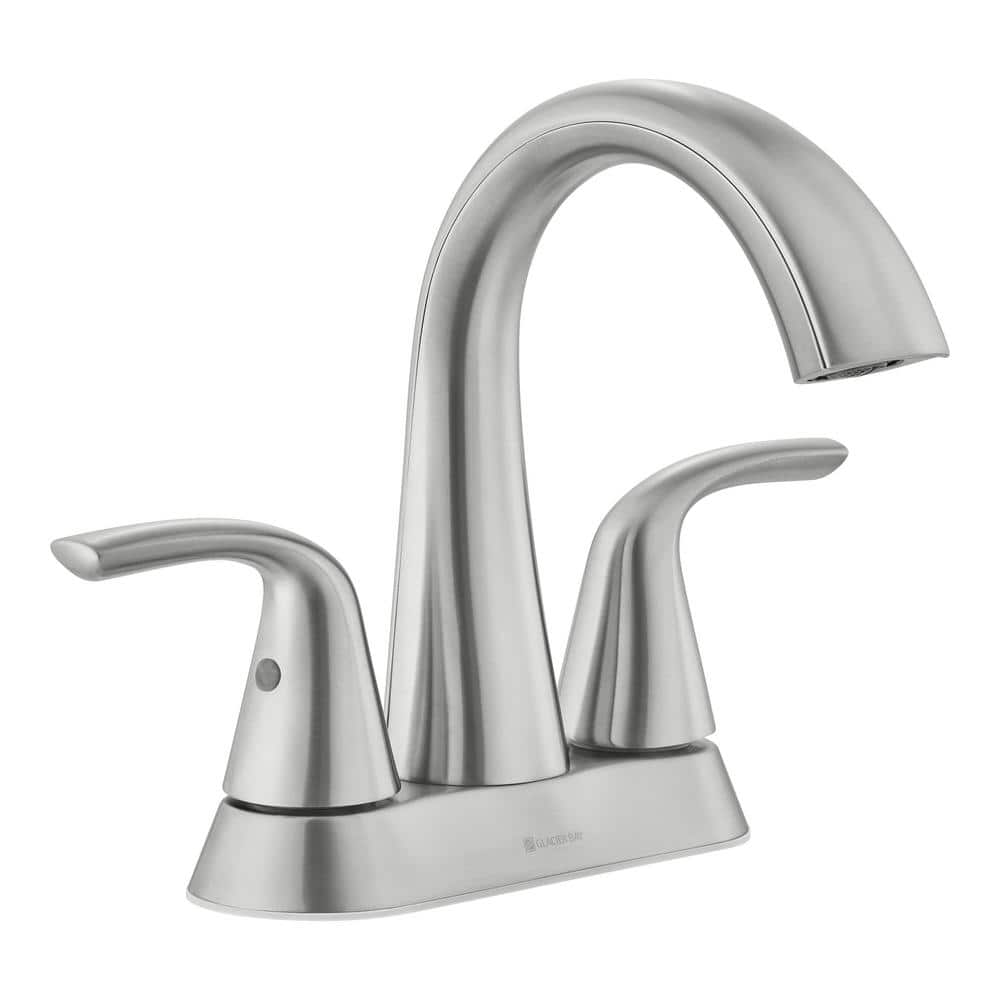 Glacier Bay Irena 4 in. Center set Double-Handle High-Arc Bathroom Faucet in Brushed Nickel (2)