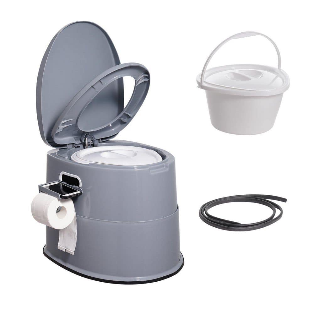 Tahanbath Non-Electric 1.3 Gal Porta Potty with Paper Holder for Camping Car Road Trips Waterless Toilet