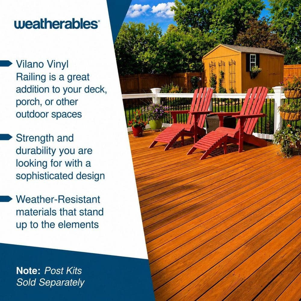 Weatherables Vilano 3 ft. x H 8 ft. W White Vinyl Stair Railing Kit (2)