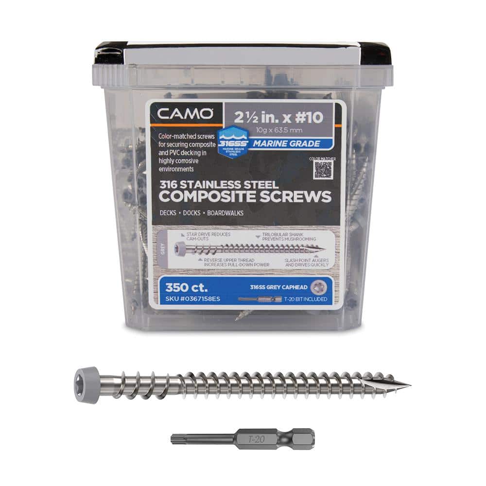 CAMO #10 2-1/2 in. 316 Stainless Steel Star Drive Gray Composite Deck Screws (350-Count) (1)