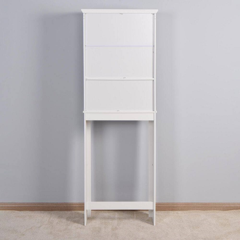Unbranded Over-the-Toilet 23.62 in. W x 7.87 in. D x 64.96 in. H White Linen Cabinet with 1 Drawer and 2 Shelves (3)