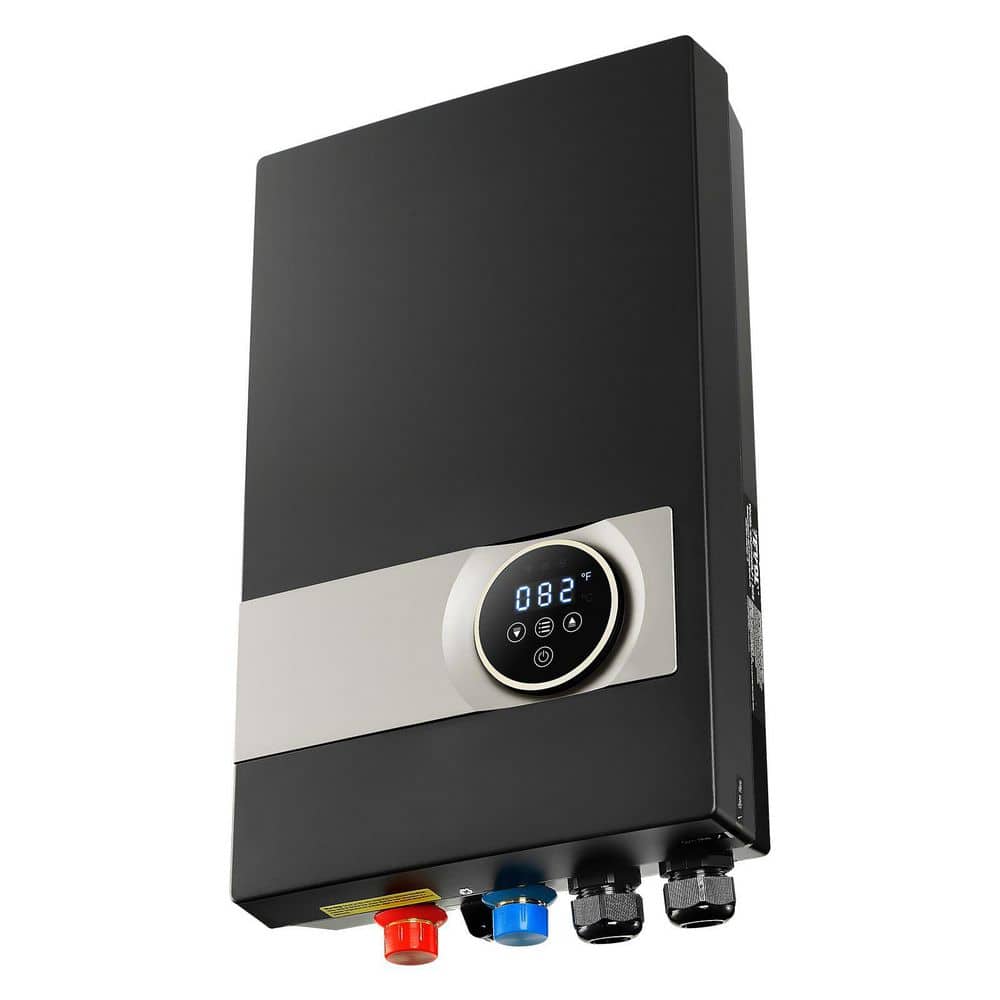 AKIUDEX 27kW Tankless Electric Water Heater with LCD Touch Screen and Child Lock, Black, 3/4 in. NPT (2)