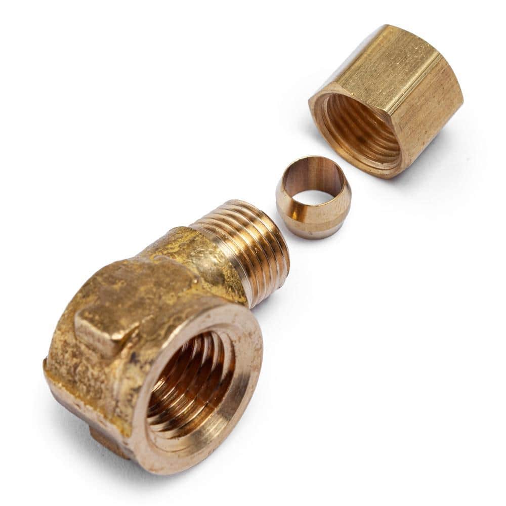 LTWFITTING 1/4 in. O.D. x 1/4 in. FIP Brass Compression 90-Degree Elbow Fitting (5-Pack) (2)