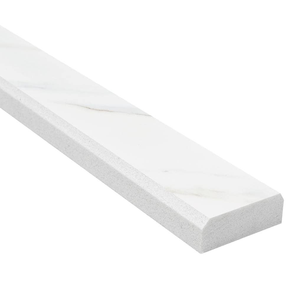 MSI Calacatta Nowy 2 in. x 36 in. Polished Engineered Marble Double Beveled Threshold Tile Trim(3 lin. ft. /Each) (3)