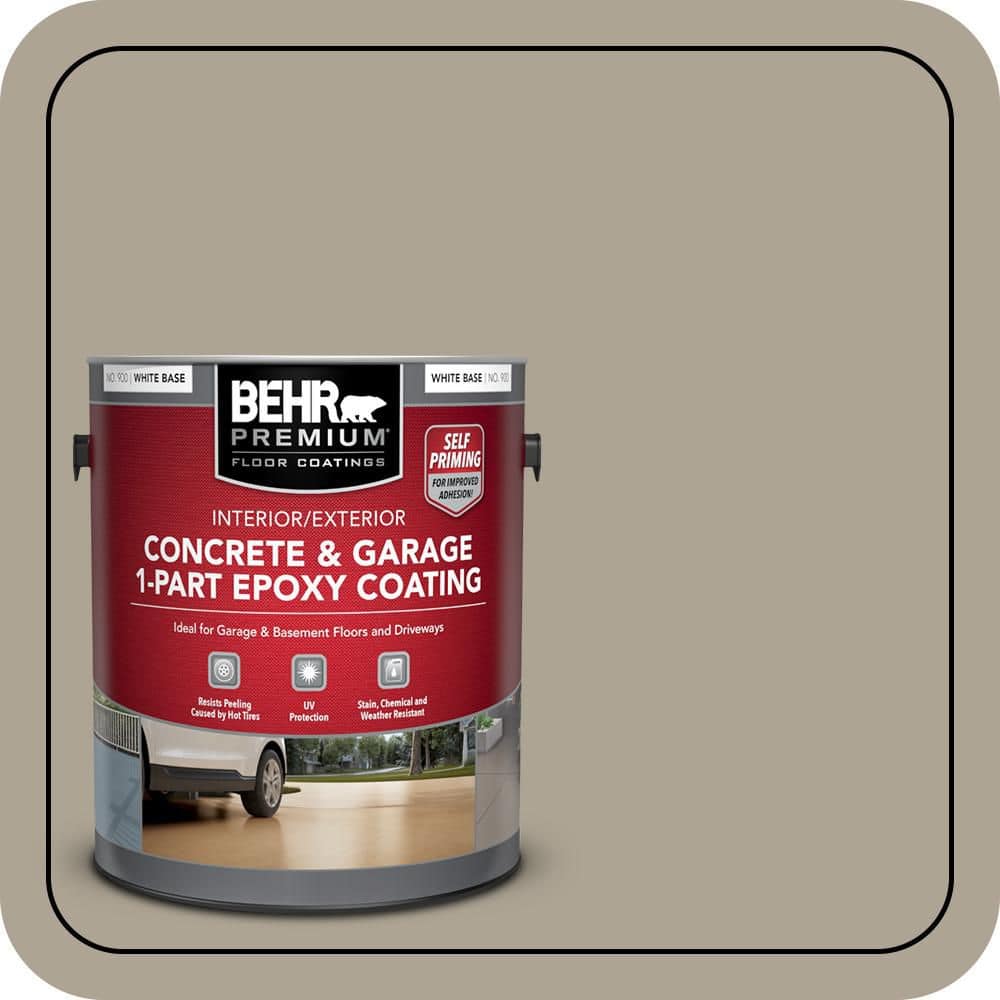 BEHR PREMIUM 1 gal. #HDC-NT-14 Smoked Tan Self-Priming 1-Part Epoxy Satin Interior/Exterior Concrete and Garage Floor Paint