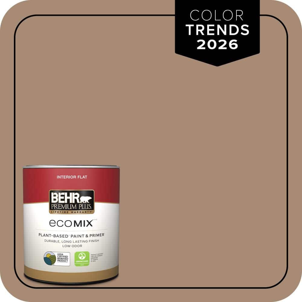 BEHR PREMIUM PLUS 1 qt. #N240-5 Rodeo Tan Flat EcoMix Plant-Based Interior Paint & Primer (1)