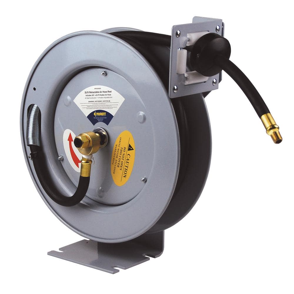 Primefit 25 ft. Industrial Grade Retractable Air Hose Reel with Rubber Air Hose