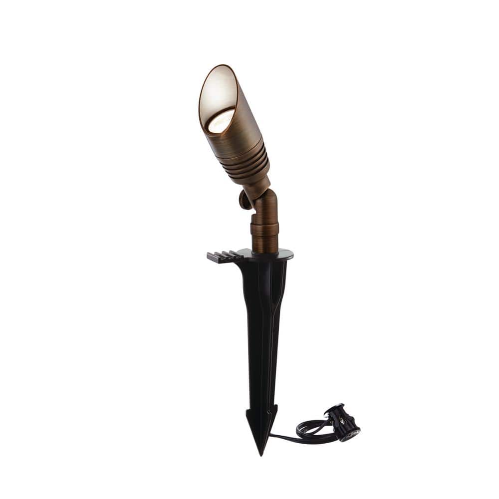 Home Decorators Collection 300-Lumen Brass Low Voltage Hardwired Integrated LED 2700K Warm White Outdoor Landscape Spotlight (3)