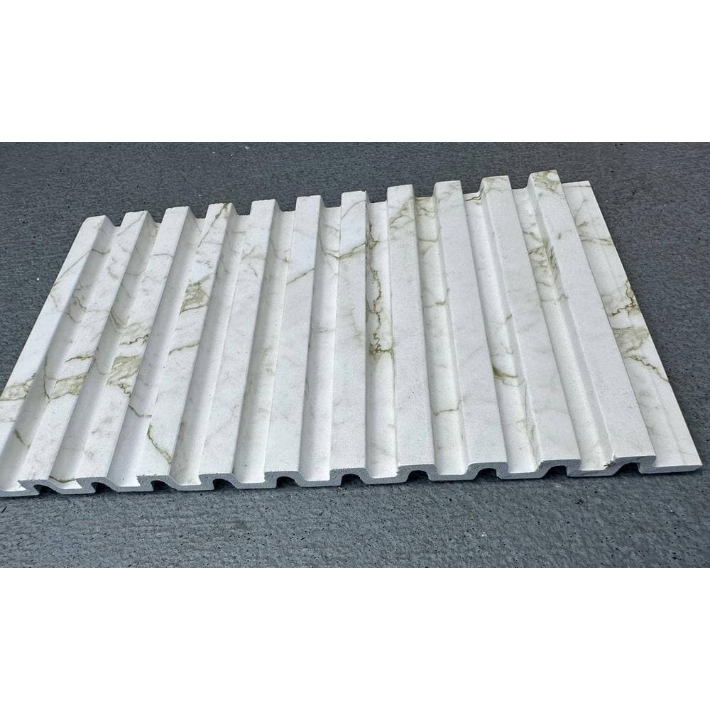FROM PLAIN TO BEAUTIFUL IN HOURS Medium Slats 1/2 in. x 0.79 ft. x 9.3 ft. White Calacatta Gold Glue-Up Foam Wood Slat Walls (30-Pack)/220.5 sq. ft. (3)