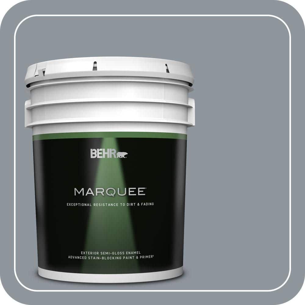 BEHR MARQUEE 5 gal. #MQ5-21 Radiant Silver Semi-Gloss Enamel Exterior Paint & Primer