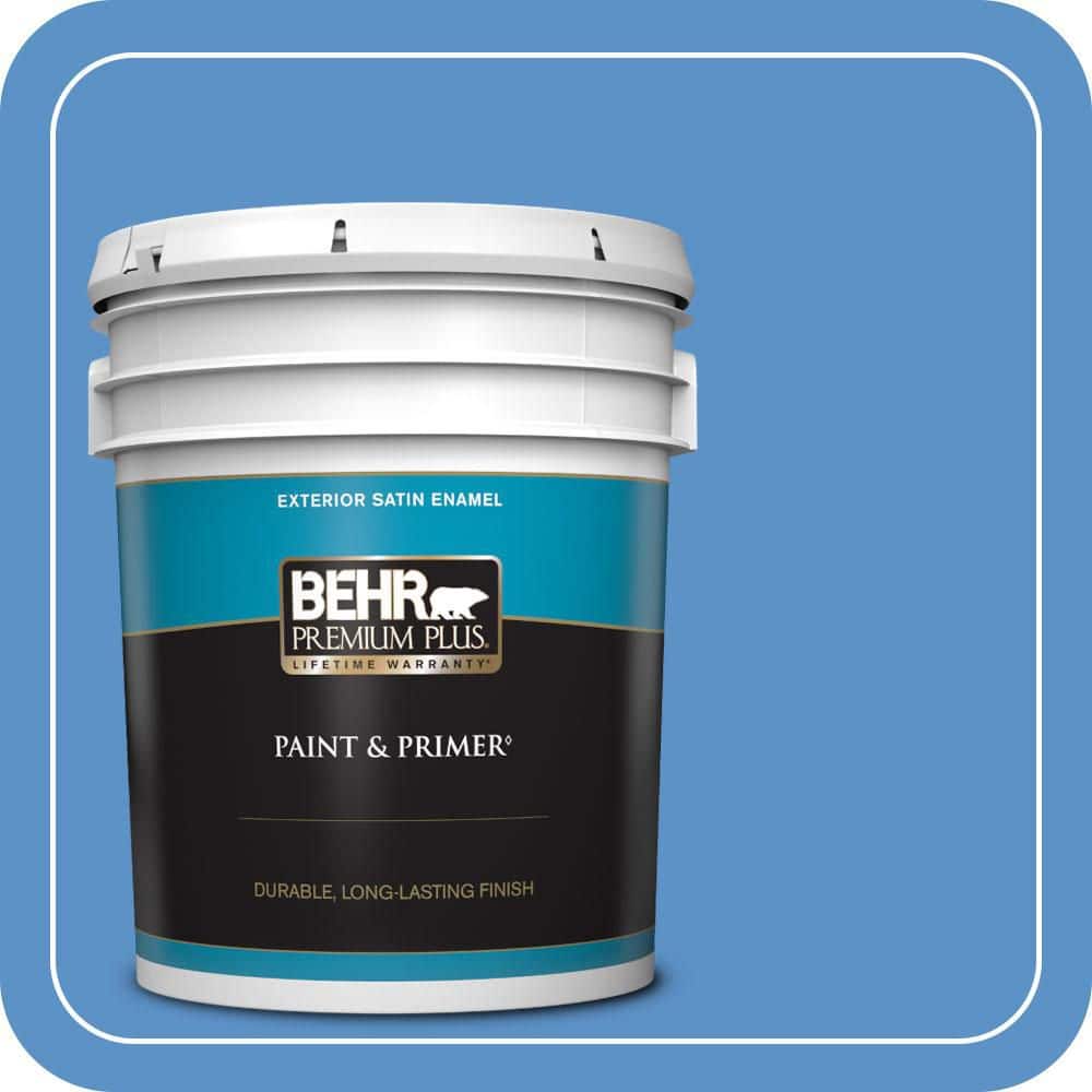 BEHR PREMIUM PLUS 5 gal. #MQ4-26 Come Sail Away Satin Enamel Exterior Paint & Primer