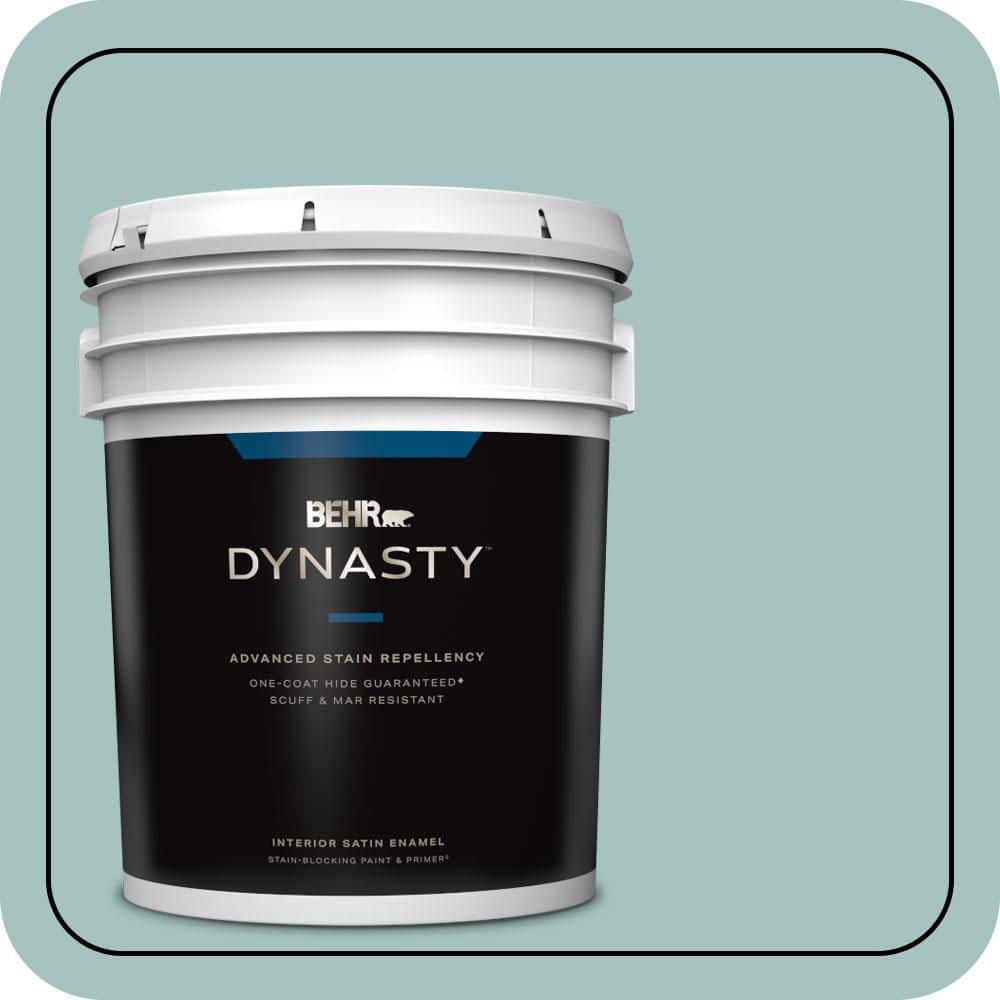 BEHR DYNASTY 5 gal. #T17-08 Polished Aqua Satin Enamel Interior Stain-Blocking Paint and Primer