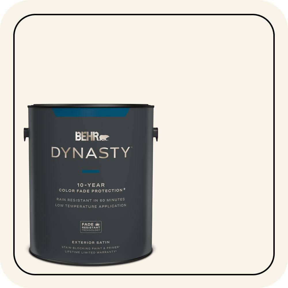BEHR DYNASTY 1 gal. Designer Collection #DC-005 Natural White Satin Enamel Exterior Stain-Blocking Paint & Primer