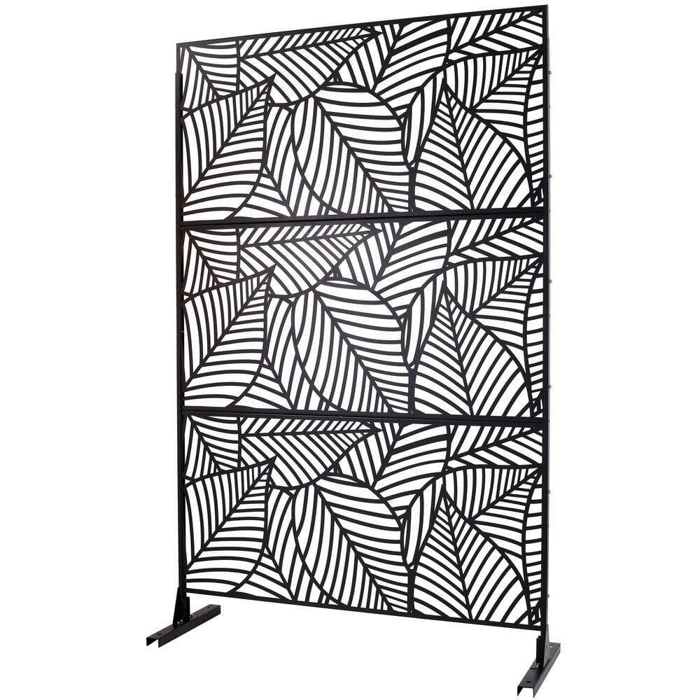 Unbranded Outdoor and Indoor 6.3 ft. x 4 ft. Freestanding Decorative Privacy Fence Screen Black Metal for Garden Fence