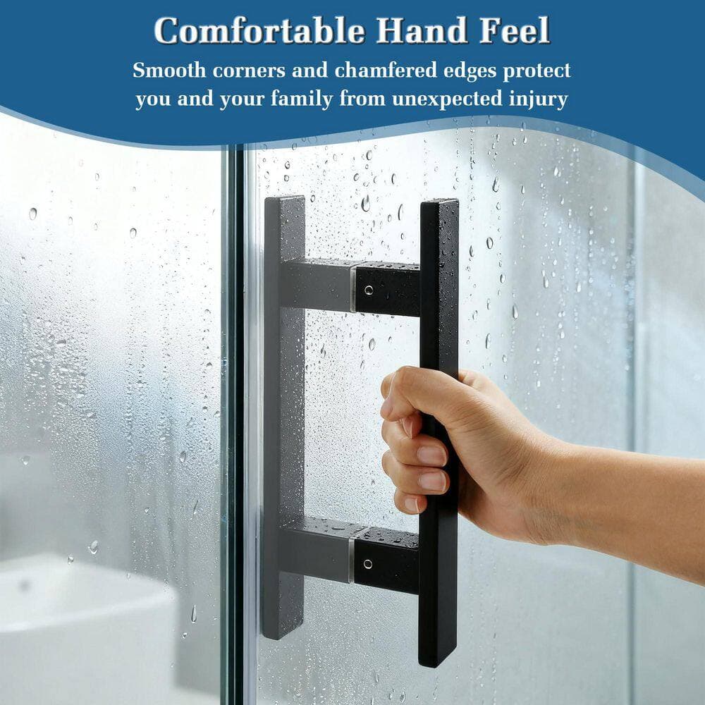 Wudkey 1-Piece Bath Accessory Set in Matte Black, 6 in. Shower Door Handle, Stainless Steel Shower Doors Hardware Replacement (3)