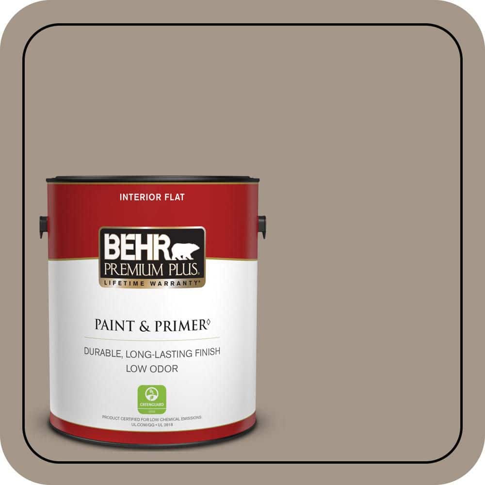 BEHR PREMIUM PLUS 1 gal. #PPU5-07 Studio Taupe Flat Low Odor Interior Paint & Primer