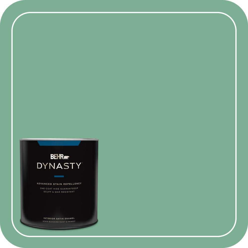 BEHR DYNASTY 1 qt. #MQ6-12 Nature Green One-Coat Hide Satin Enamel Interior Stain-Blocking Paint and Primer