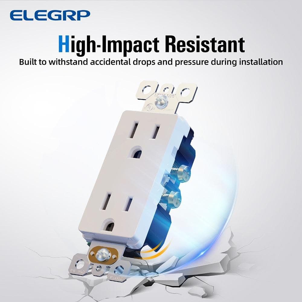 ELEGRP Decor 15 Amp 125-Volt Residential Grade Self Grounding Duplex Outlet, White (10-Pack) (3)