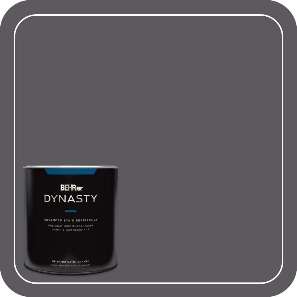 BEHR DYNASTY 1 qt. #MQ5-02 Dark Shadows One-Coat Hide Satin Enamel Interior Stain-Blocking Paint & Primer