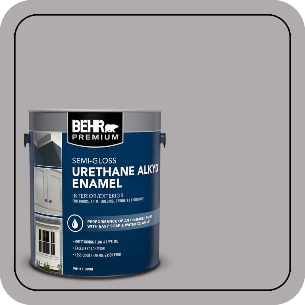 BEHR PREMIUM 1 gal. #N520-3 Flannel Gray Urethane Alkyd Semi-Gloss Enamel Interior/Exterior Paint (1)