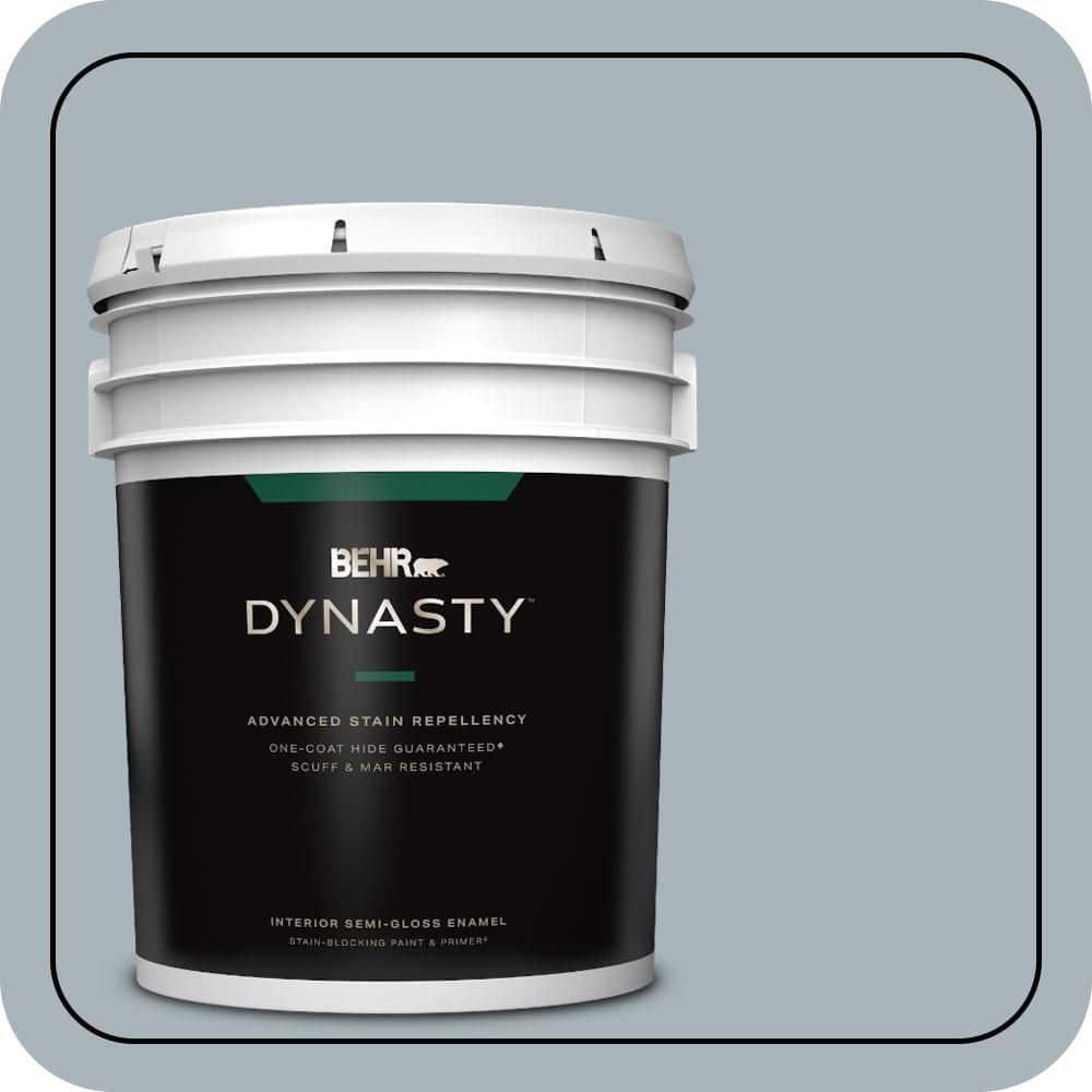BEHR DYNASTY 5 gal. #N490-3 Shaved Ice One-Coat Hide Semi-Gloss Enamel Interior Stain-Blocking Paint & Primer