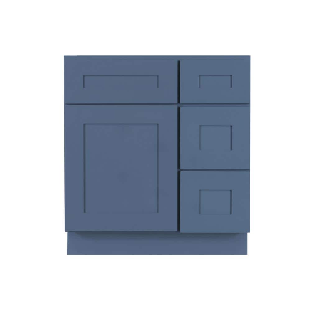 LIFEART CABINETRY Lancaster 30 in. W x 21 in. D x 33 in. H Bath Vanity Cabinet Only in Ocean Blue with 2-Right Drawers (1)