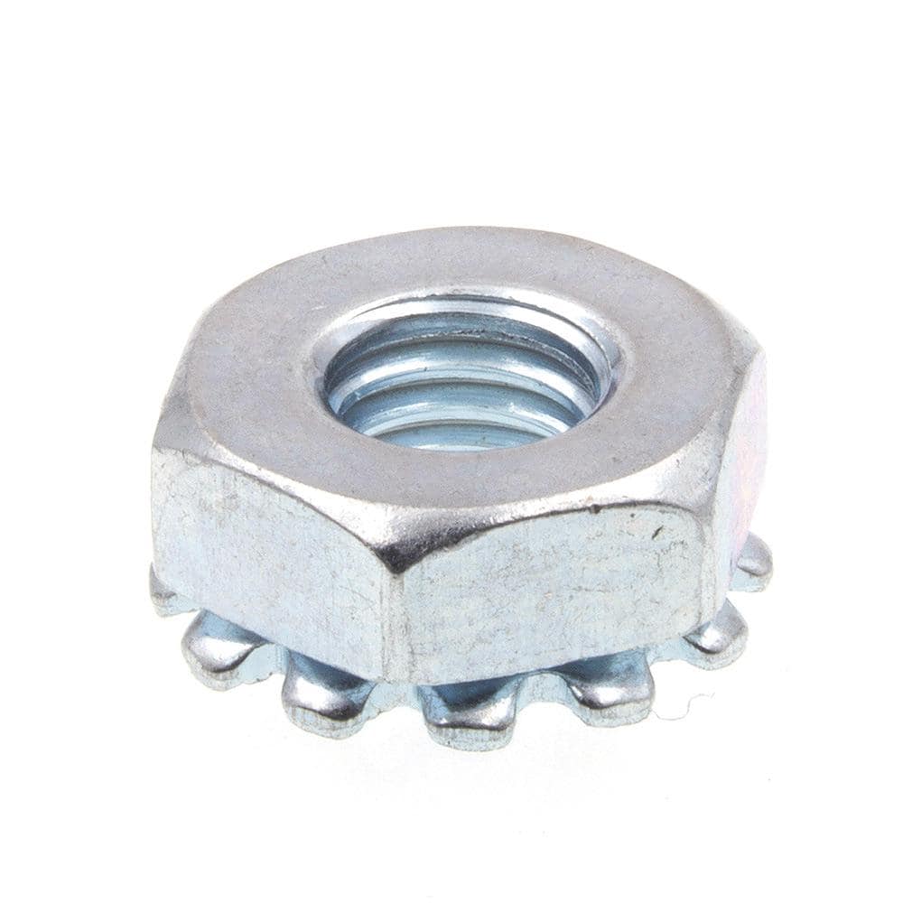 Prime-Line #10-32 Zinc Plated Steel K-Lock Nuts with External Tooth Washer (50-Pack)