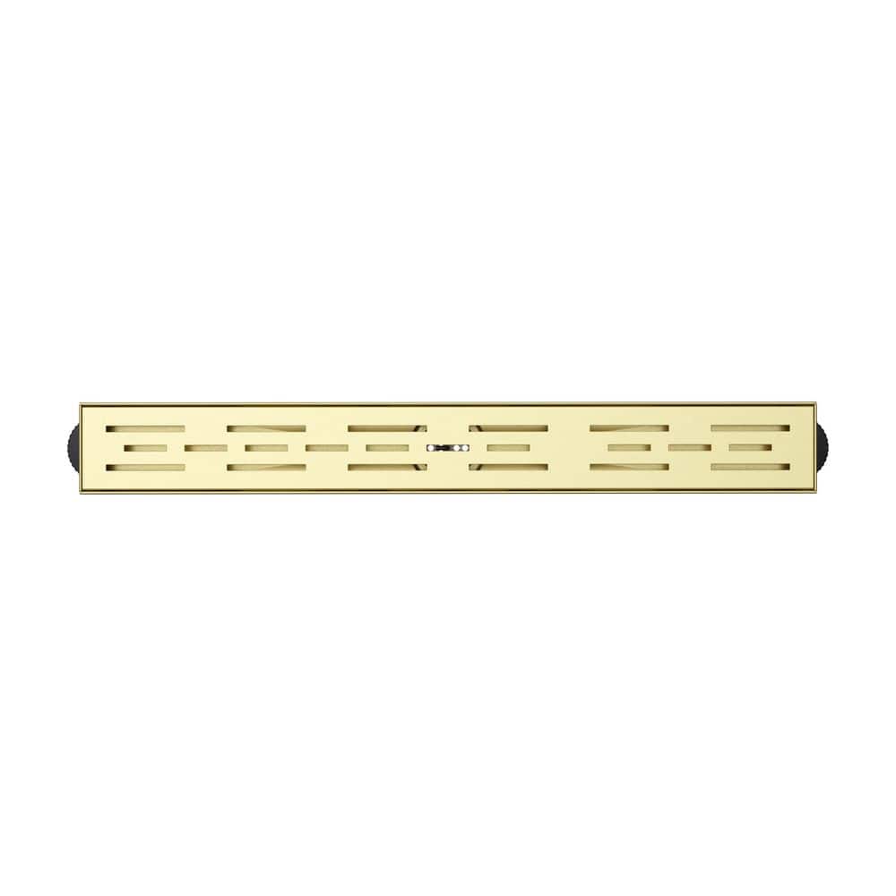 DreamLine Alliance 24 in. Linear Grate Shower Drain, Brushed Brass (1)