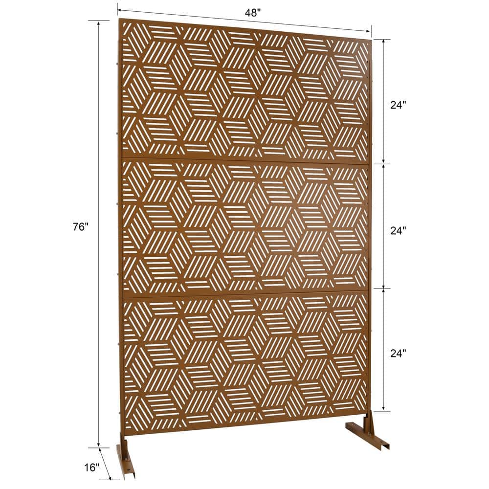 Boosicavelly 48" W x 76" H Brown Steel Freestanding Privacy Fence Screen for Outside Lawn Garden (2)