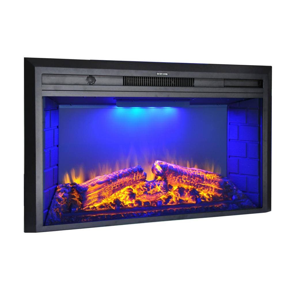 Clihome 35.6 in. Antique Electric Fireplace Insert with 8.84 in. Depth, 3-Flame Colors, Timer and Remote Control (3)
