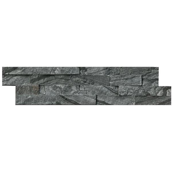 MSI Glacial Black Ledger Panel 6 in. x 24 in. Natural Marble Wall Tile (1 sq. ft./each)