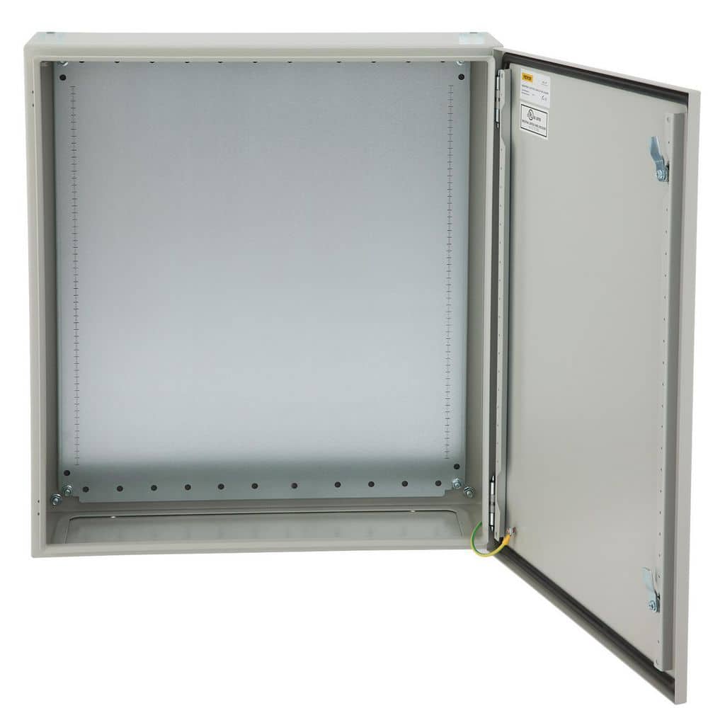 VEVOR Electrical Enclosure Box 24 x 24 x 8 in. NEMA 4X Junction Box IP65 Carbon Steel Hinged with Rain Hood for Outdoor Indoor (1)