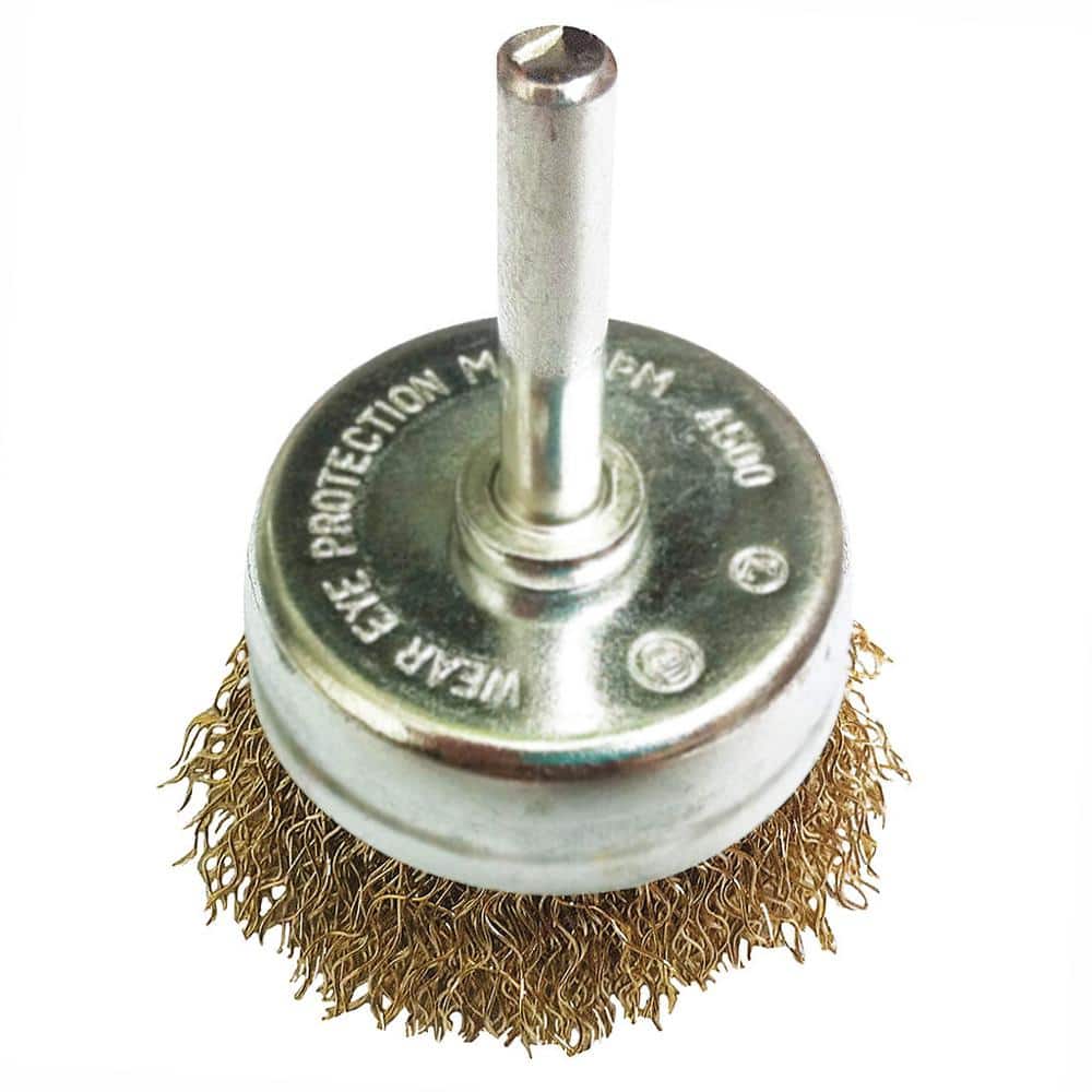 Robtec 2 in. x 1/4 in. Shank Crimped Brass Coated Steel Wire Cup Brush (2)