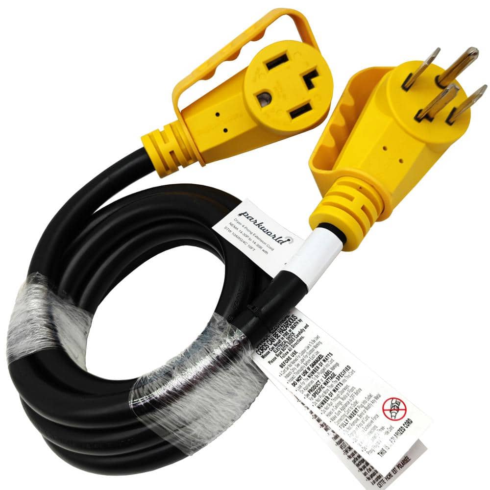 parkworld 10 ft. 10/4 30A 125/250-Volt Indoor/Outdoor 4 Prong NEMA 14-30 Dryer Extension Cord with Handle and Lighted end, Black (1)