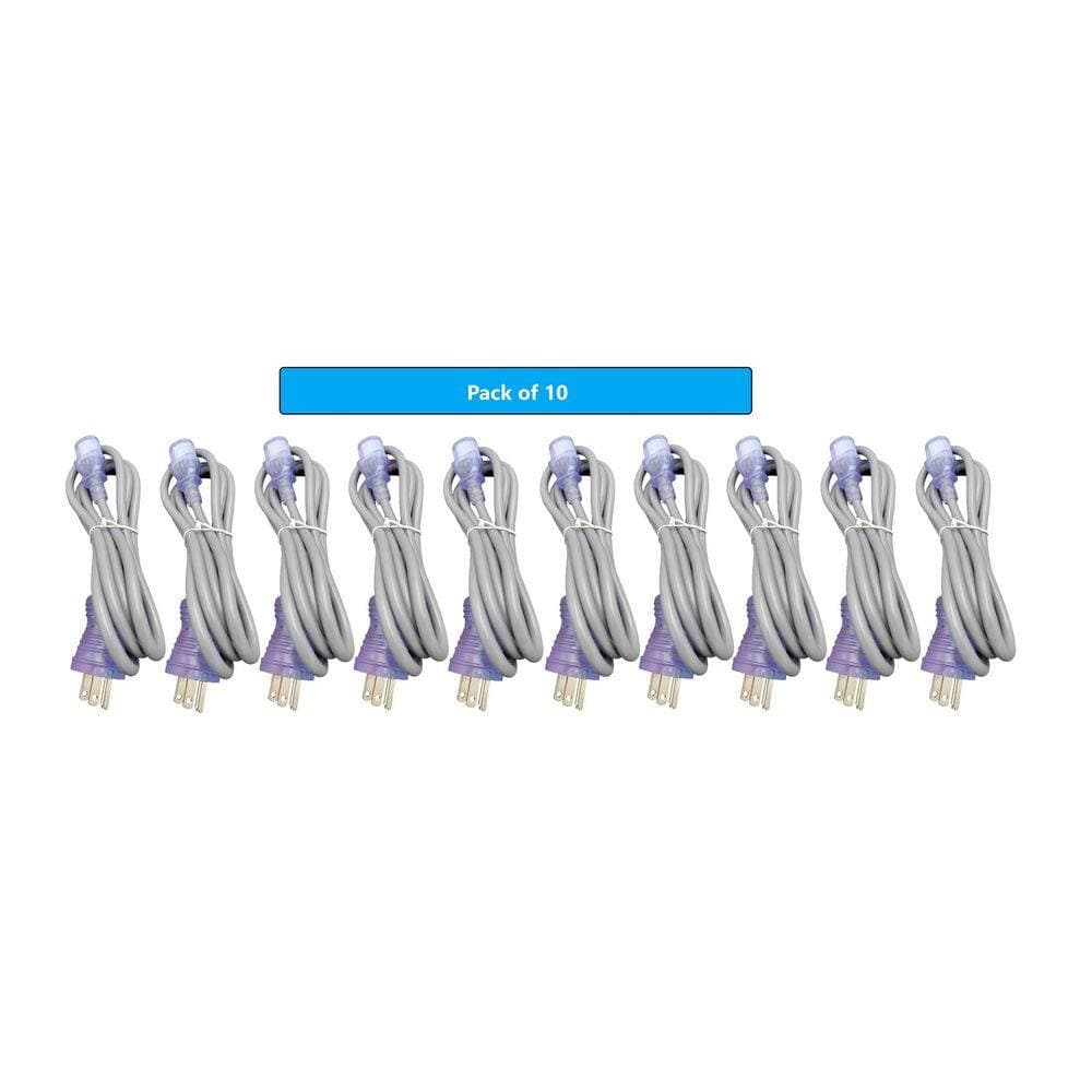 Micro Connectors, Inc 3 ft. 18 / 3 Hospital Grade AC Power Cord Indoor (NEMA 5-15PHG to IEC-60320-C13) Gray 10-Pack (2)