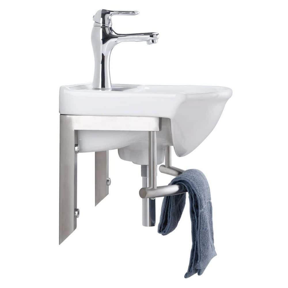 RENOVATORS SUPPLY MANUFACTURING Ridge 17-3/4 in. Wall Mounted Bathroom Sink Combo in White with Overflow Faucet and Drain (2)