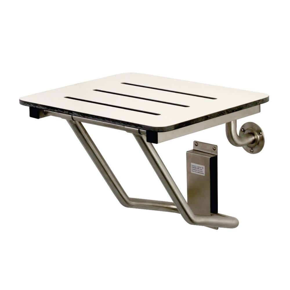 Kingston Brass Adascape 18 in. x 16 in. WallMounted Fold Down Shower Seat in Brushed Stainless Steel ADA Compliant
