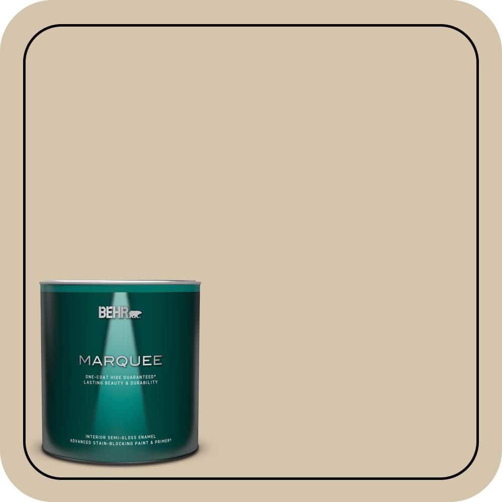 BEHR MARQUEE 1 qt. #YL-W11 Khaki Shade Semi-Gloss Enamel Interior Paint & Primer